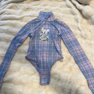 Dolls Kill by Samii Ryan Light Pink and Lavender Plaid bodysuit